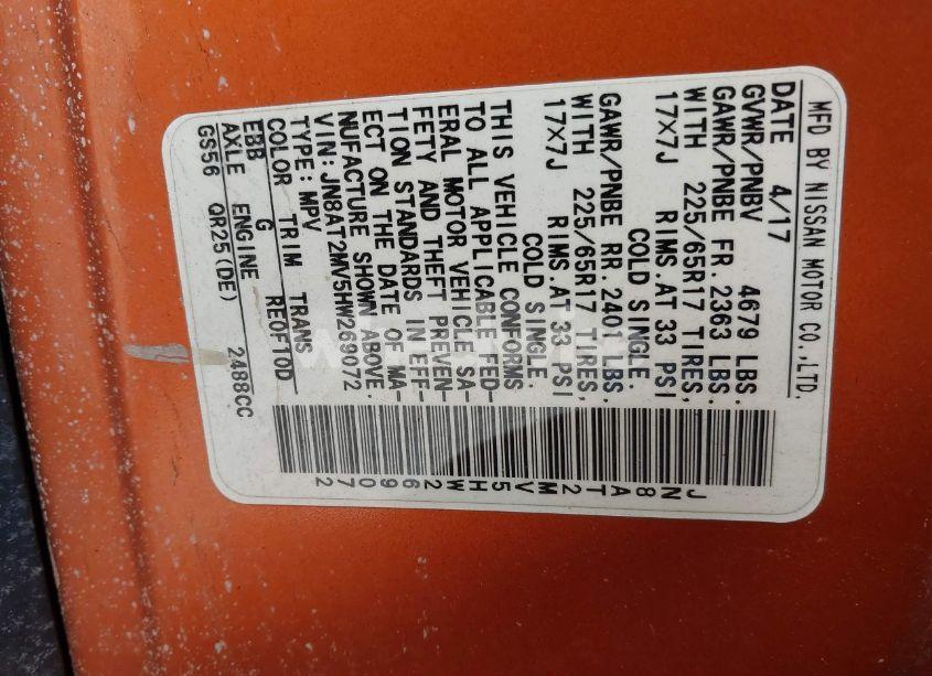 Photo 9 of 2017 Nissan Rogue SV (VIN JN8AT2MV5HW269072)