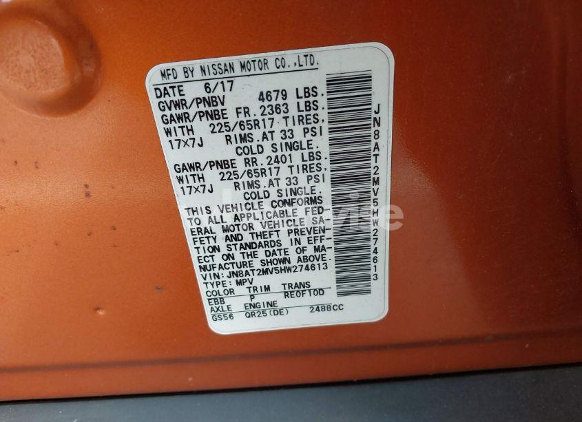 Photo 9 of 2017 Nissan Rogue S (VIN JN8AT2MV5HW274613)