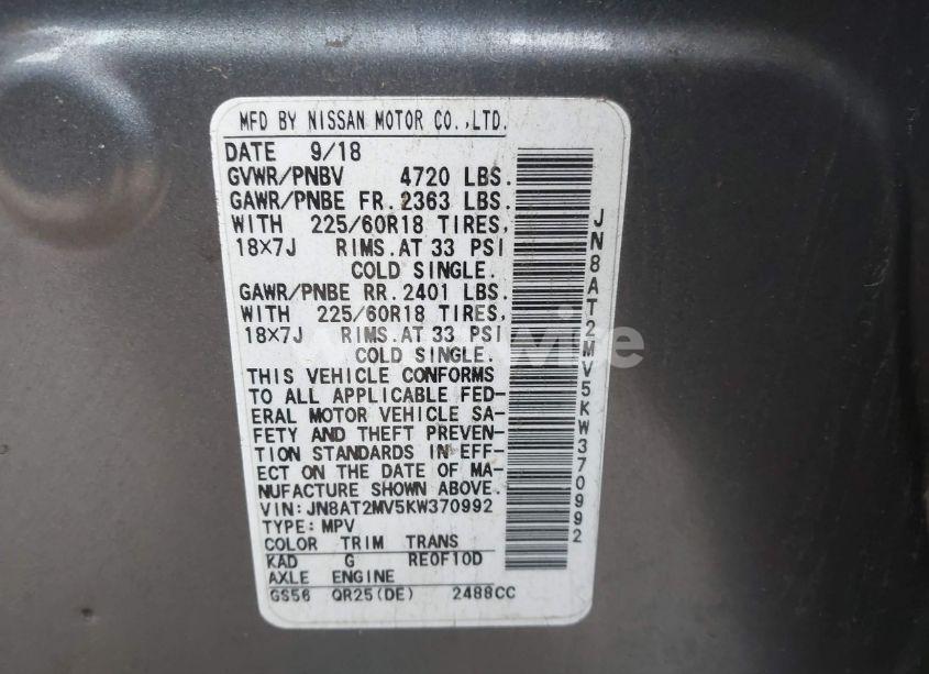 Photo 9 of 2019 Nissan Rogue SV (VIN JN8AT2MV5KW370992)