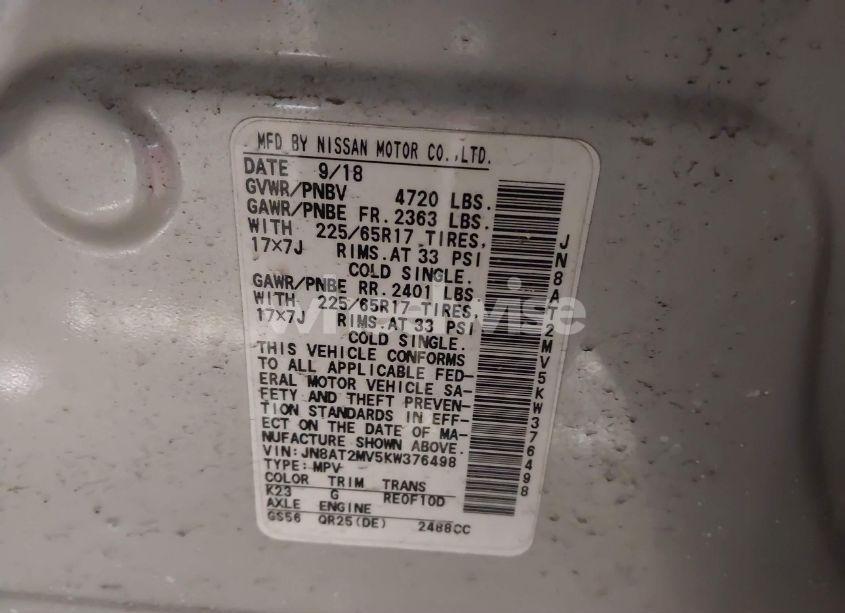 Photo 9 of 2019 Nissan Rogue SV (VIN JN8AT2MV5KW376498)