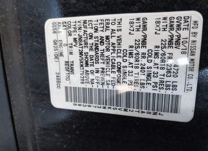 Photo 9 of 2019 Nissan Rogue SV (VIN JN8AT2MV5KW379398)