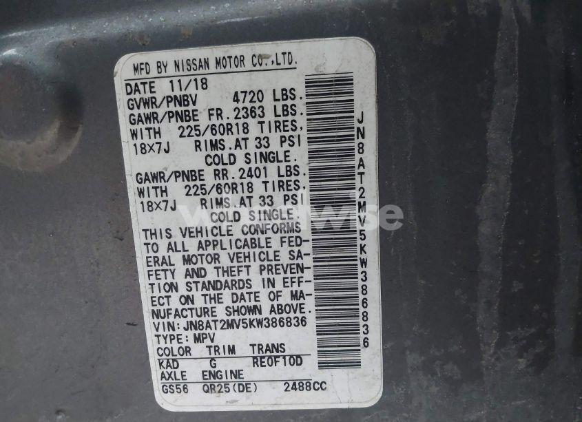 Photo 9 of 2019 Nissan Rogue SV (VIN JN8AT2MV5KW386836)