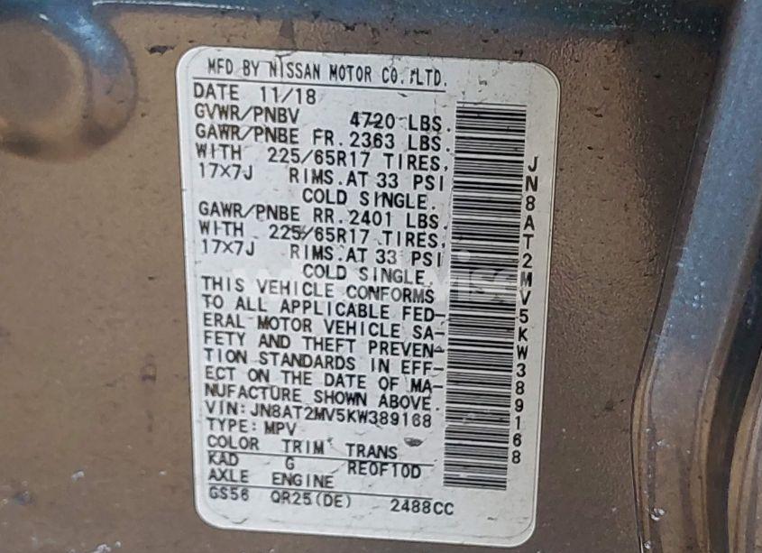 Photo 9 of 2019 Nissan Rogue S (VIN JN8AT2MV5KW389168)