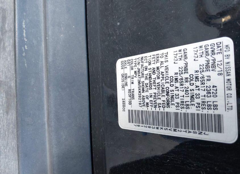 Photo 9 of 2019 Nissan Rogue SV (VIN JN8AT2MV5KW392197)