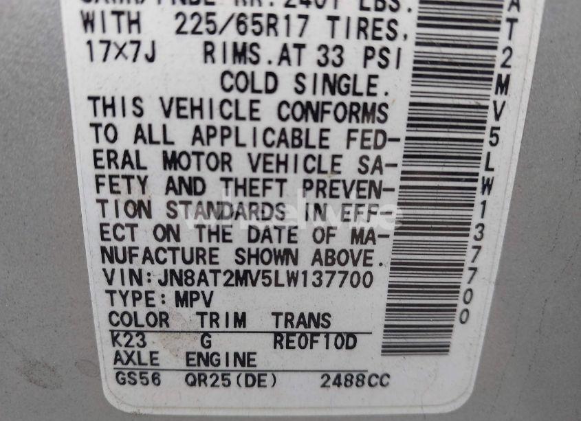 Photo 9 of 2020 Nissan Rogue SV INTELLIGENT AWD (VIN JN8AT2MV5LW137700)