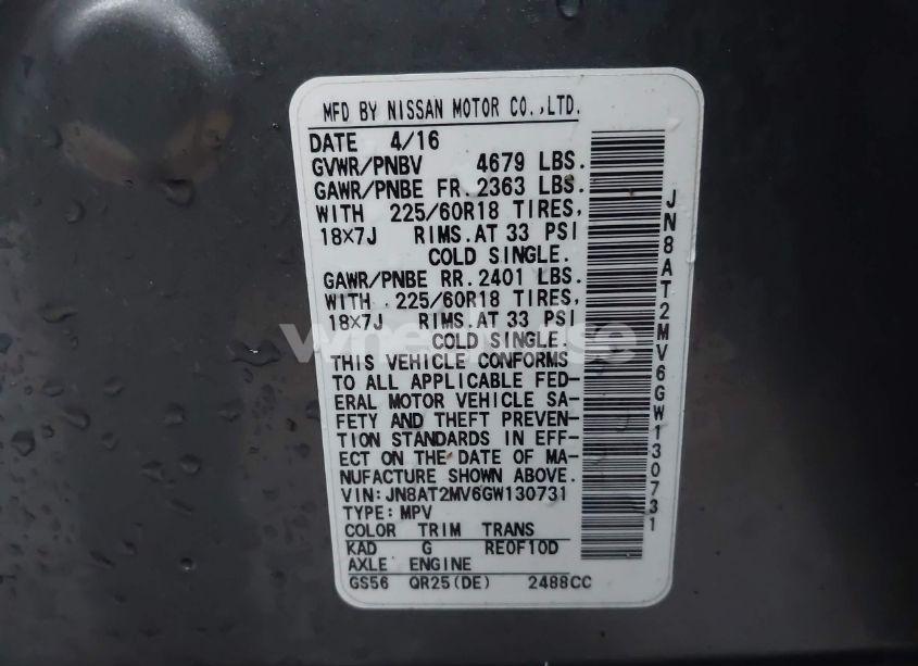 Photo 9 of 2016 Nissan Rogue S/SL/SV (VIN JN8AT2MV6GW130731)