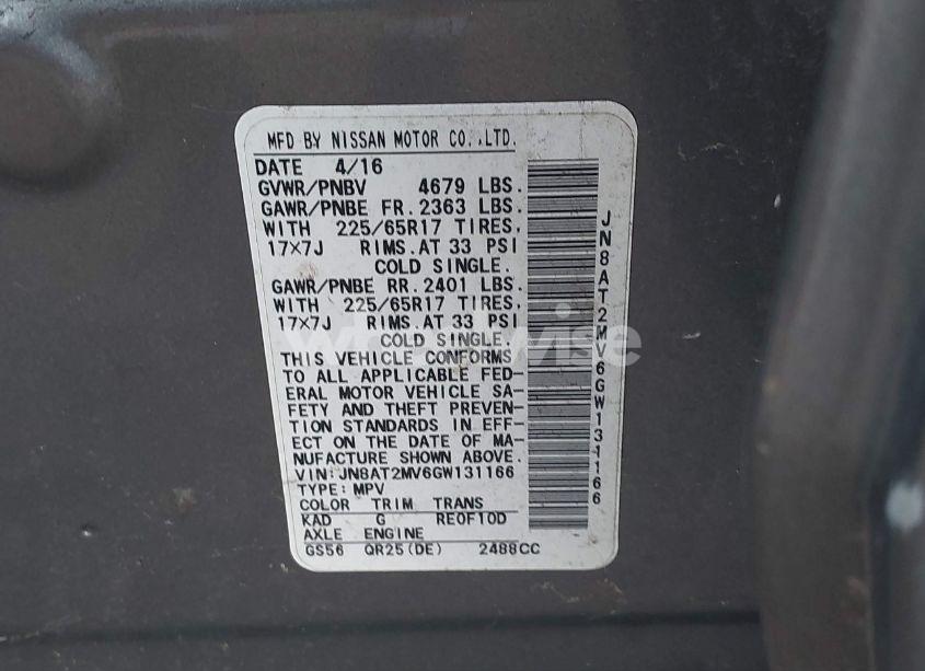 Photo 9 of 2016 Nissan Rogue S (VIN JN8AT2MV6GW131166)