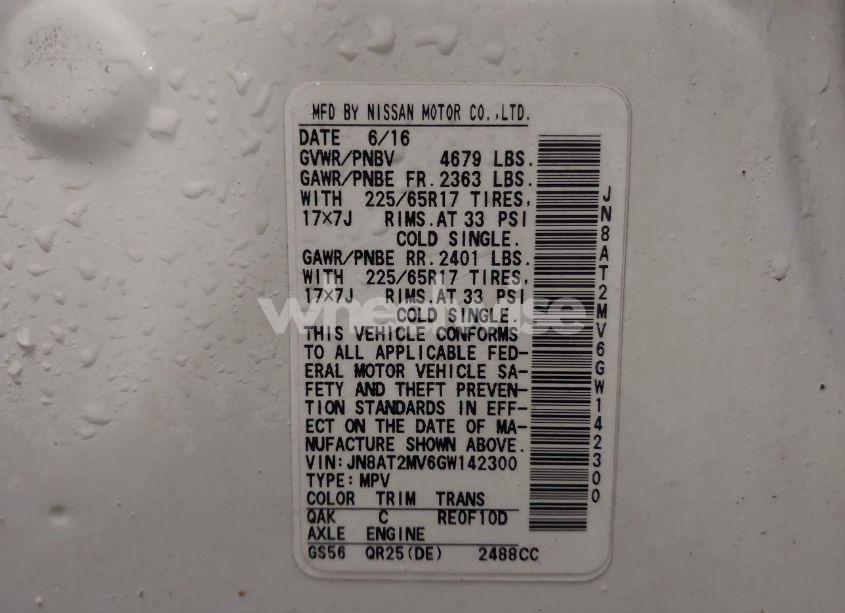 Photo 9 of 2016 Nissan Rogue SV (VIN JN8AT2MV6GW142300)