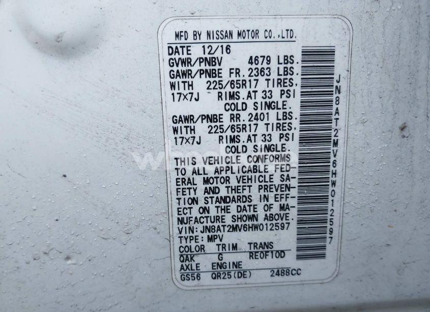 Photo 9 of 2017 Nissan Rogue S (VIN JN8AT2MV6HW012597)