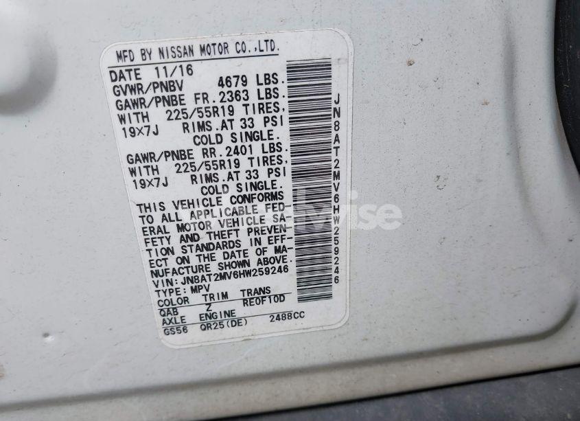 Photo 9 of 2017 Nissan Rogue SL (VIN JN8AT2MV6HW259246)