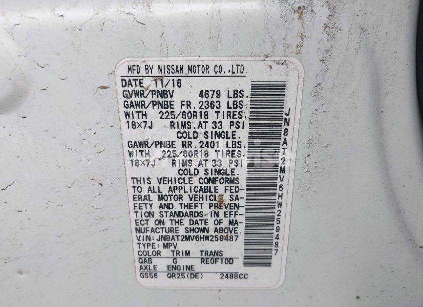 Photo 9 of 2017 Nissan Rogue SL (VIN JN8AT2MV6HW259487)