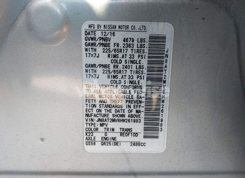 Photo 9 of 2017 Nissan Rogue S (VIN JN8AT2MV6HW261983)