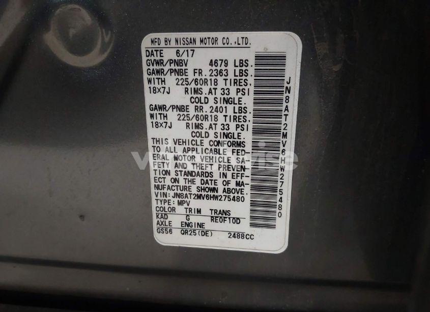 Photo 9 of 2017 Nissan Rogue SL (VIN JN8AT2MV6HW275480)