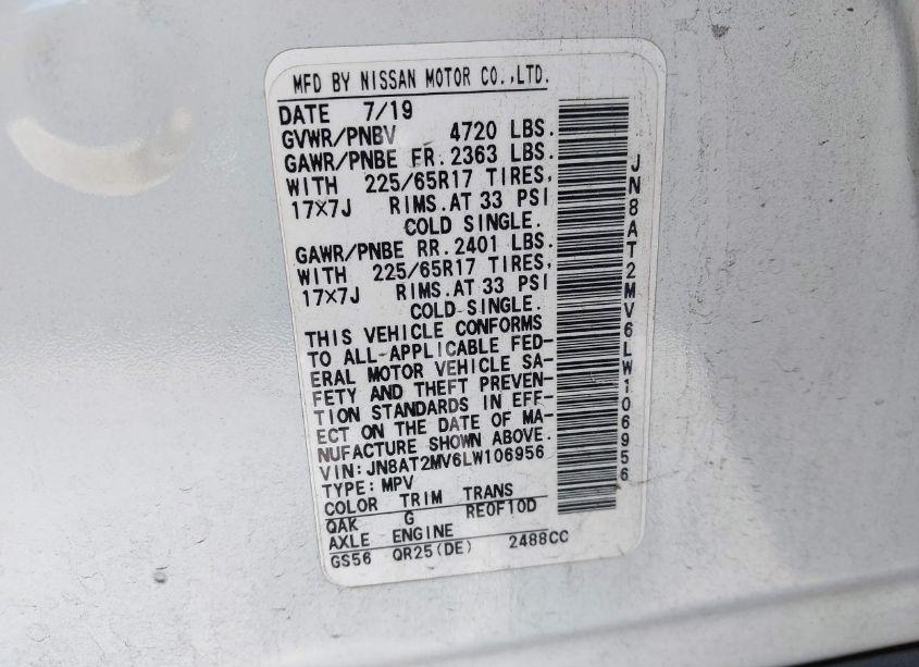 Photo 9 of 2020 Nissan Rogue SV INTELLIGENT AWD (VIN JN8AT2MV6LW106956)