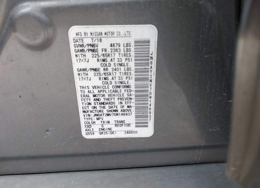 Photo 8 of 2016 Nissan Rogue SV (VIN JN8AT2MV7GW146937)