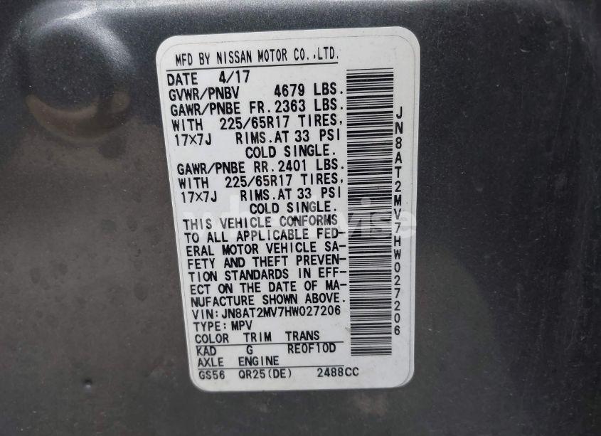 Photo 9 of 2017 Nissan Rogue S (VIN JN8AT2MV7HW027206)