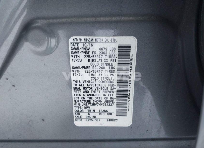 Photo 9 of 2017 Nissan Rogue SV (VIN JN8AT2MV7HW252337)