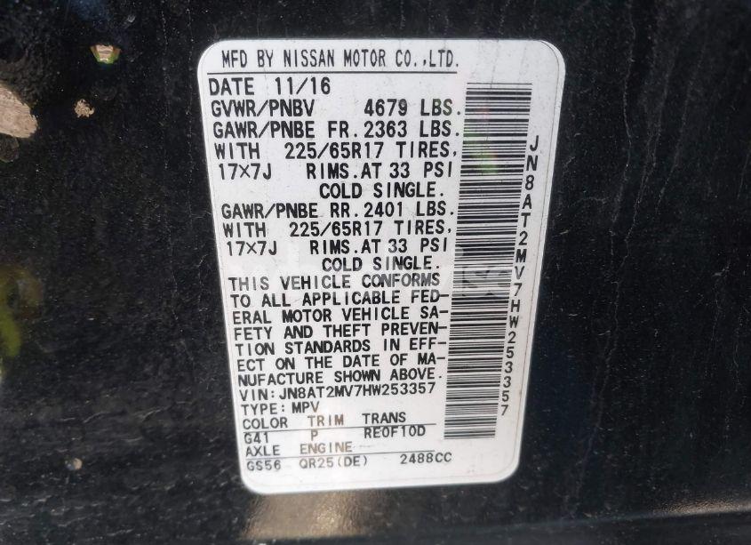 Photo 9 of 2017 Nissan Rogue S (VIN JN8AT2MV7HW253357)