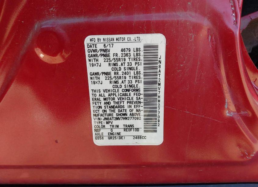 Photo 9 of 2017 Nissan Rogue SL (VIN JN8AT2MV7HW277092)