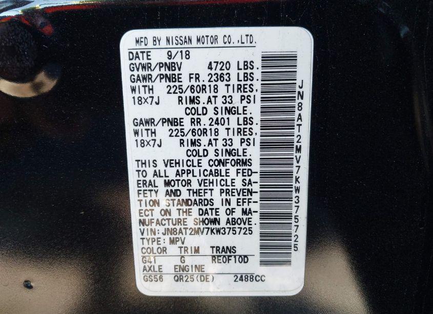 Photo 9 of 2019 Nissan Rogue SV (VIN JN8AT2MV7KW375725)