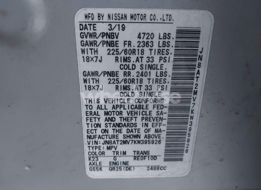 Photo 9 of 2019 Nissan Rogue SV (VIN JN8AT2MV7KW395926)