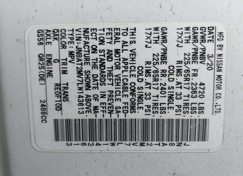 Photo 9 of 2020 Nissan Rogue SV INTELLIGENT AWD (VIN JN8AT2MV7LW143613)