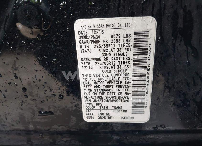 Photo 9 of 2017 Nissan Rogue S (VIN JN8AT2MV8HW001326)