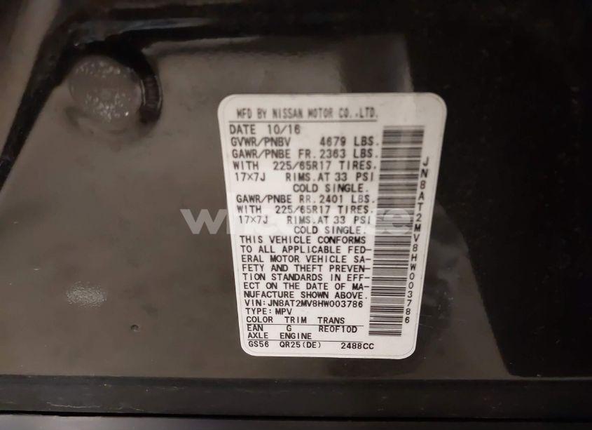 Photo 9 of 2017 Nissan Rogue SV (VIN JN8AT2MV8HW003786)