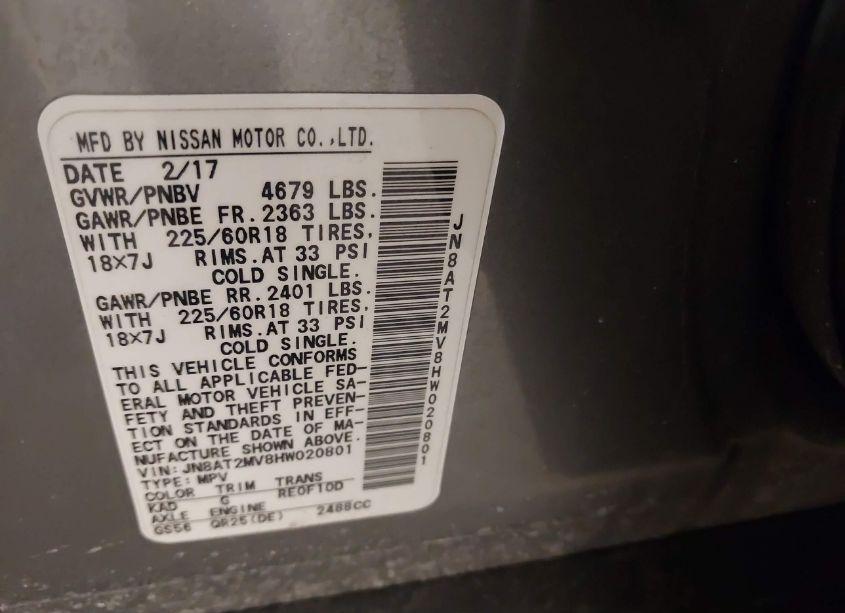 Photo 9 of 2017 Nissan Rogue S/SL/SV (VIN JN8AT2MV8HW020801)