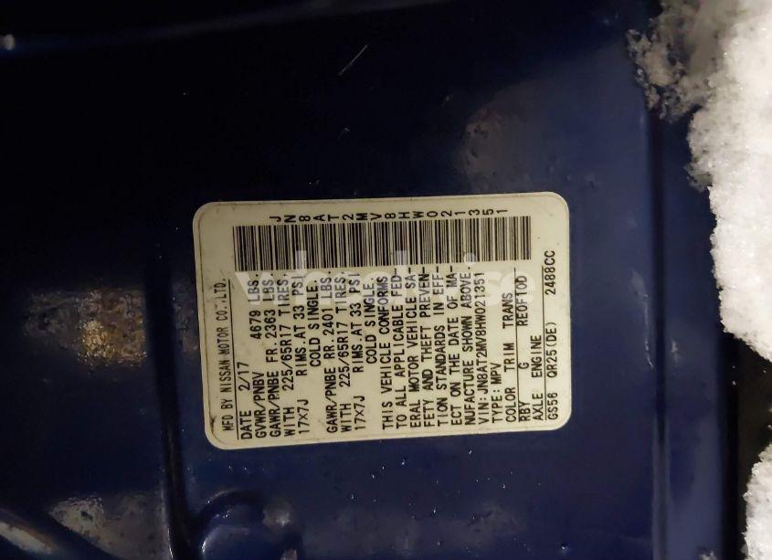 Photo 9 of 2017 Nissan Rogue SV (VIN JN8AT2MV8HW021351)