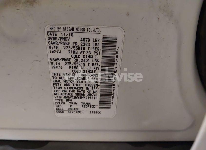 Photo 9 of 2017 Nissan Rogue SL (VIN JN8AT2MV8HW256848)