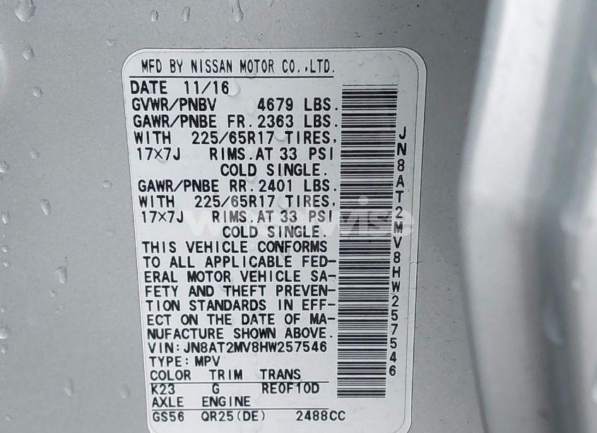 Photo 9 of 2017 Nissan Rogue S (VIN JN8AT2MV8HW257546)