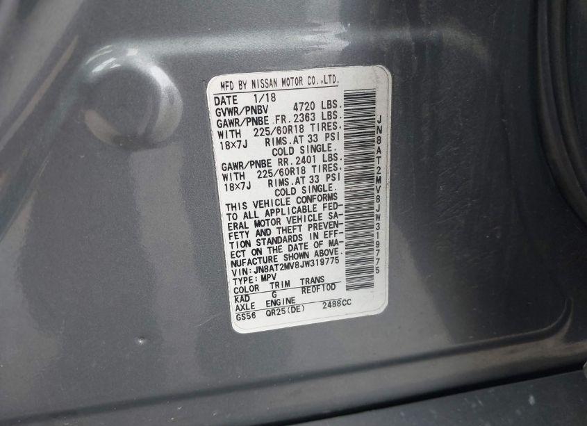 Photo 9 of 2018 Nissan Rogue SL (VIN JN8AT2MV8JW319775)