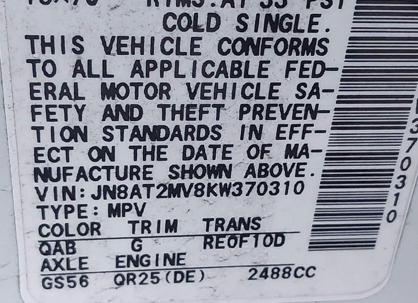 Photo 9 of 2019 Nissan Rogue SV (VIN JN8AT2MV8KW370310)