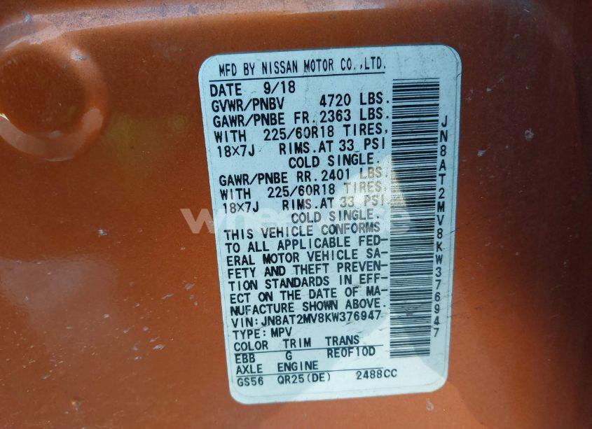 Photo 9 of 2019 Nissan Rogue SV (VIN JN8AT2MV8KW376947)