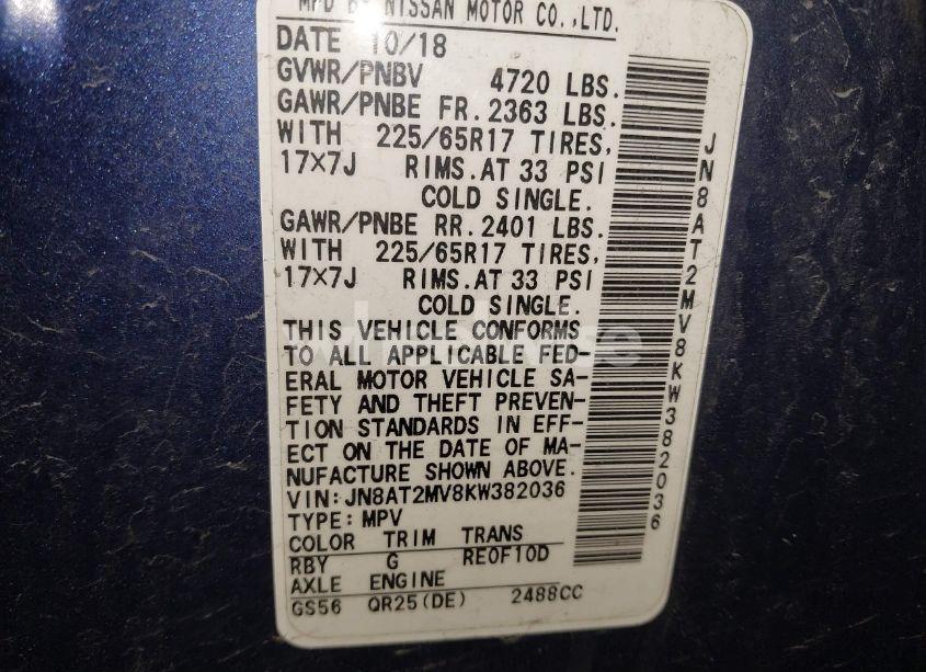 Photo 9 of 2019 Nissan Rogue SV (VIN JN8AT2MV8KW382036)