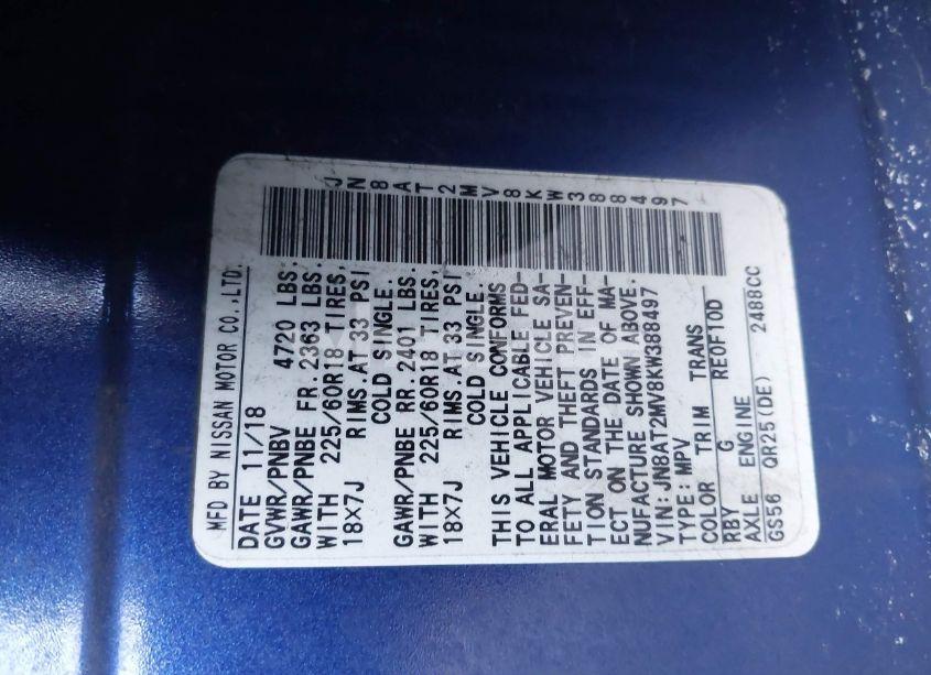 Photo 9 of 2019 Nissan Rogue SV (VIN JN8AT2MV8KW388497)