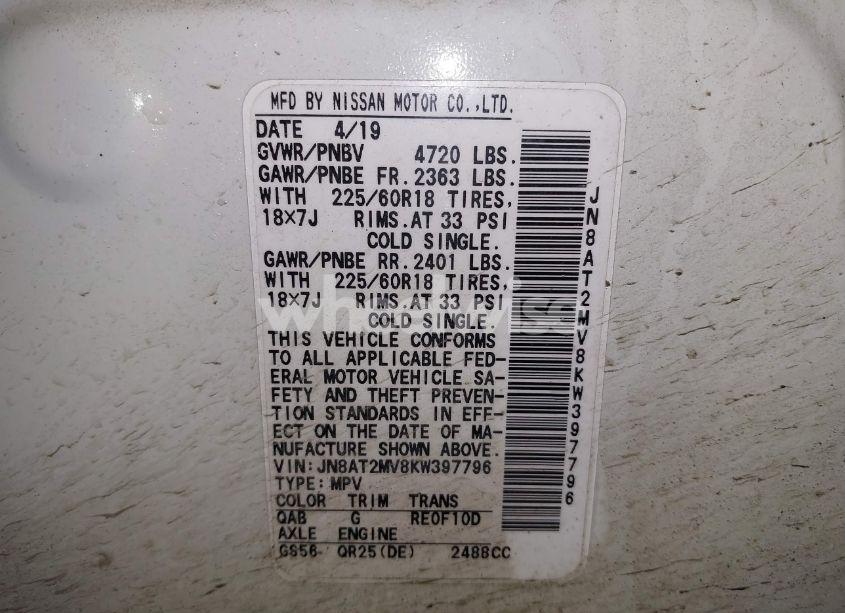 Photo 9 of 2019 Nissan Rogue SV (VIN JN8AT2MV8KW397796)