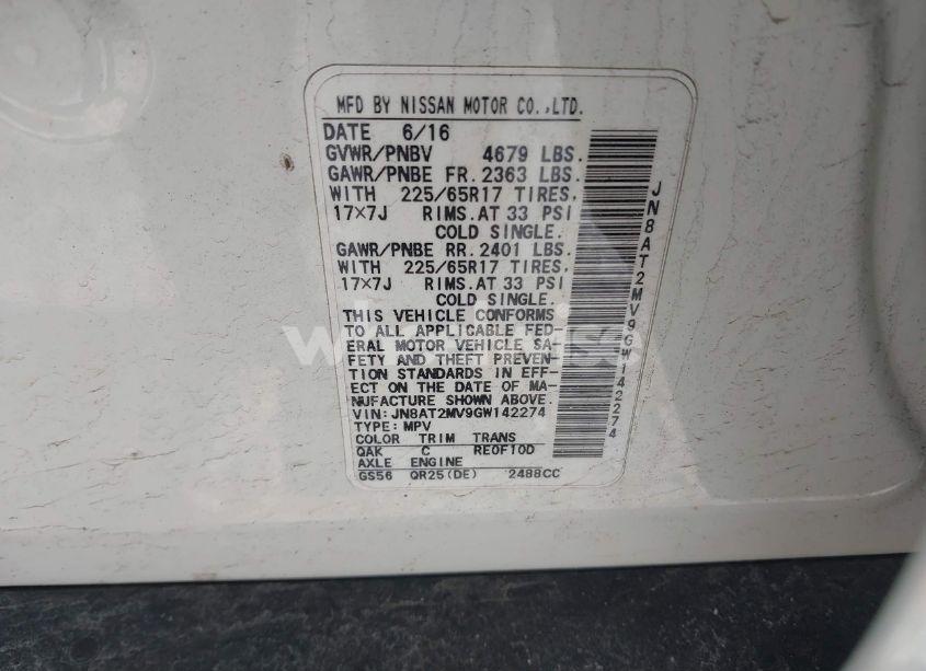 Photo 9 of 2016 Nissan Rogue SV (VIN JN8AT2MV9GW142274)