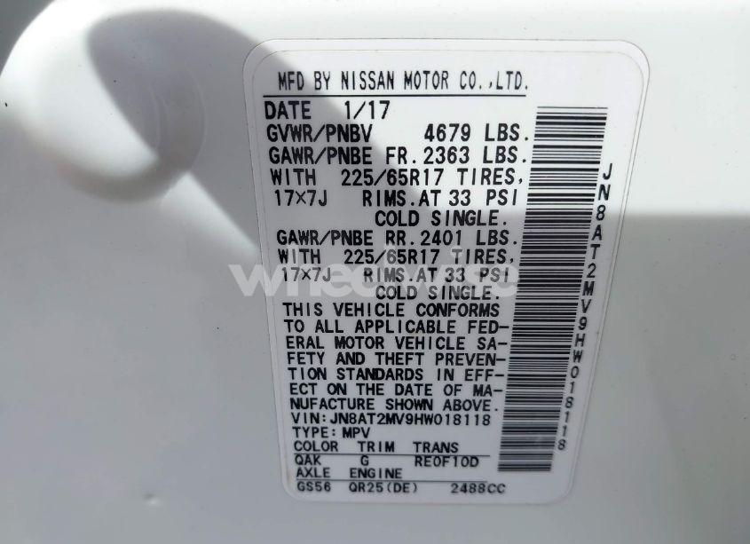 Photo 9 of 2017 Nissan Rogue SV (VIN JN8AT2MV9HW018118)