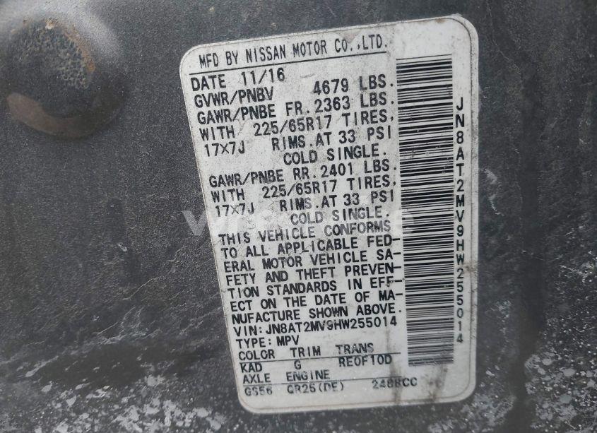 Photo 9 of 2017 Nissan Rogue S (VIN JN8AT2MV9HW255014)