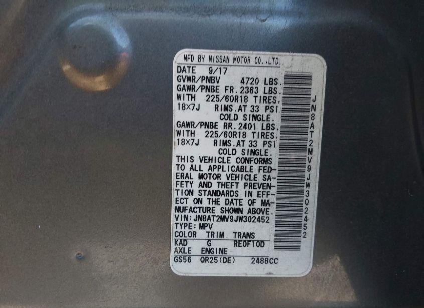 Photo 9 of 2018 Nissan Rogue SL (VIN JN8AT2MV9JW302452)