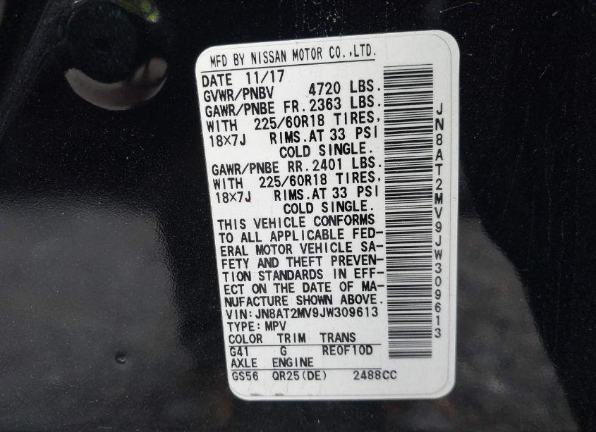 Photo 9 of 2018 Nissan Rogue SL (VIN JN8AT2MV9JW309613)