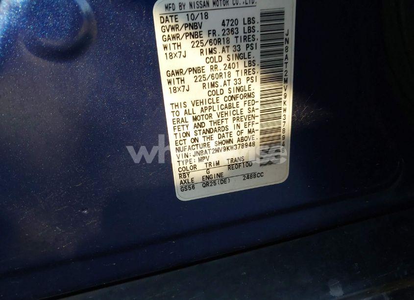 Photo 9 of 2019 Nissan Rogue S/SV (VIN JN8AT2MV9KW378948)