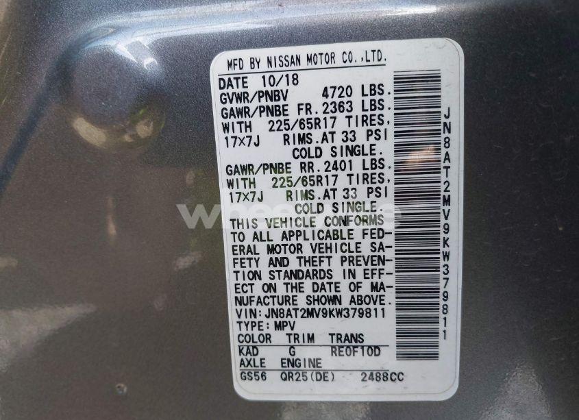 Photo 9 of 2019 Nissan Rogue SV (VIN JN8AT2MV9KW379811)