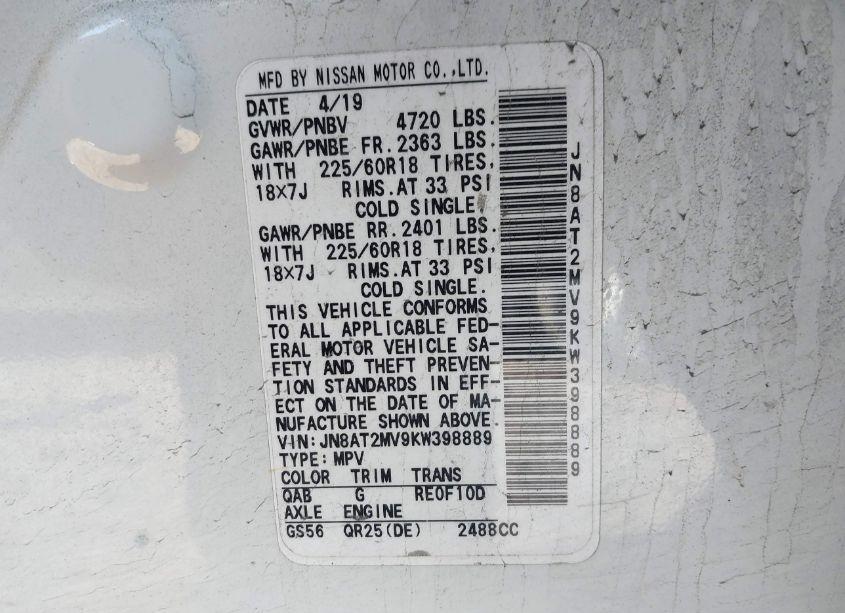 Photo 9 of 2019 Nissan Rogue SV (VIN JN8AT2MV9KW398889)