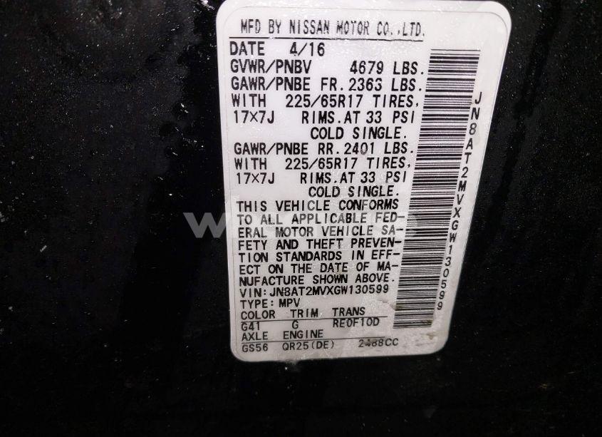 Photo 9 of 2016 Nissan Rogue S (VIN JN8AT2MVXGW130599)