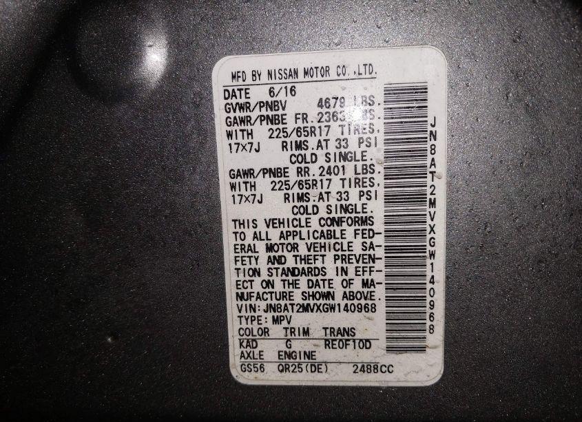 Photo 9 of 2016 Nissan Rogue S (VIN JN8AT2MVXGW140968)