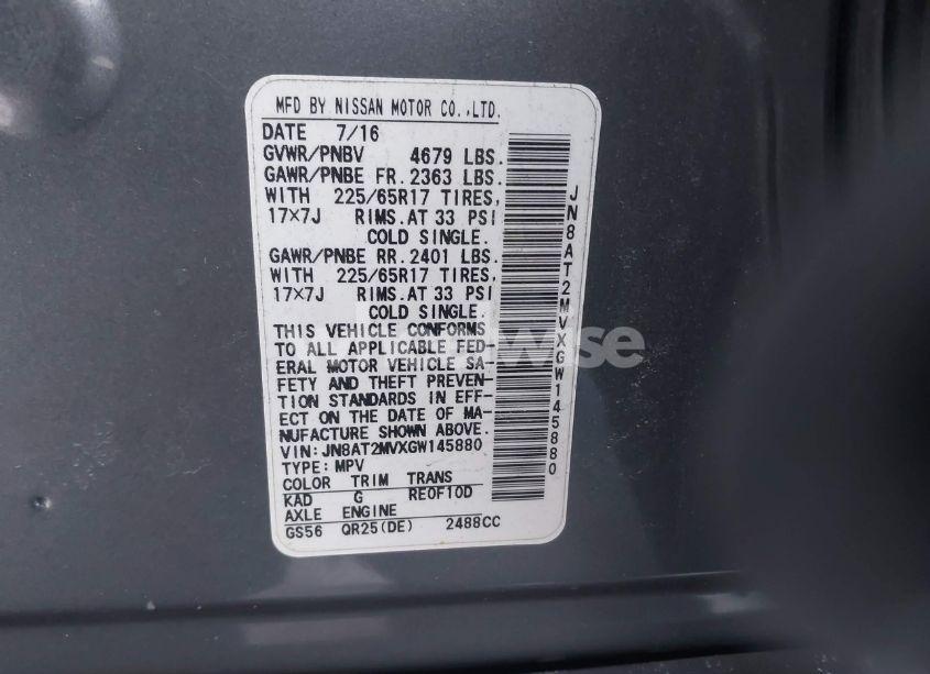 Photo 9 of 2016 Nissan Rogue S (VIN JN8AT2MVXGW145880)