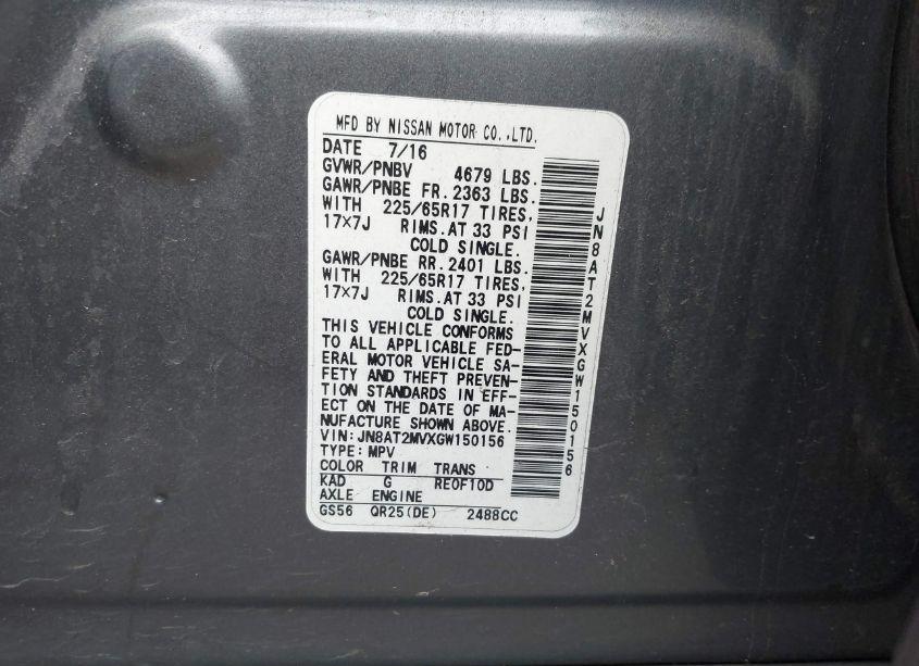 Photo 9 of 2016 Nissan Rogue S (VIN JN8AT2MVXGW150156)